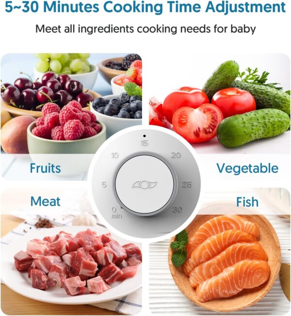 Baby Food Maker Bellababy Baby Food Processor, Puree Blender Steamer with Reversible Steam Basket, One Button Easy Operation & Large Opening for Easy Cleaning (Grey-01) - Image 4