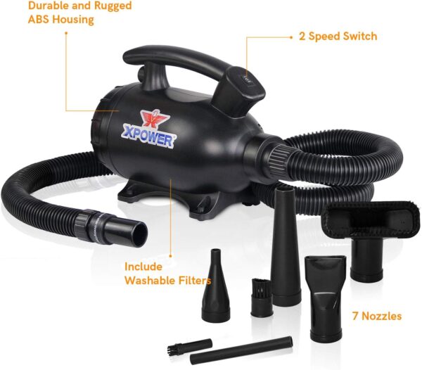 XPower Electric Air Duster for Dusting Drying Inflating Blowing Vacuuming Car Detailing Computer Leaf Blowing High Performance Motor Eco-Friendly (A-5) - Image 2