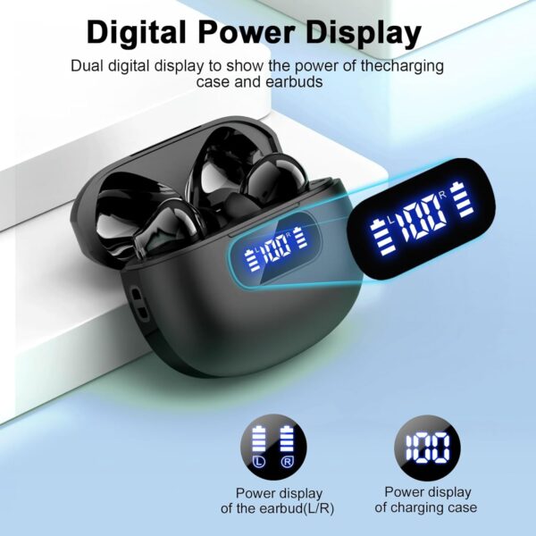 Ear buds Wireless Earbuds, Bluetooth 5.3 Headphones 2025 NEW Wireless Earphones, 4 ENC Noise Cancelling Mic, HiFi Stereo, 48H Playtime Mini In Ear Bluetooth Earbuds LED Display IP7 Waterproof, Black - Image 4