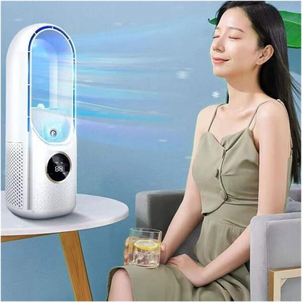 Rechargeable Portable Mini Air Conditioner - Evaporative Air Cooler for Personal Use, Ideal for Desktop(Blue) - Image 5