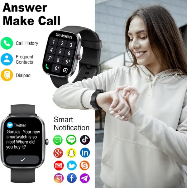 Smart Watch, 2025 HD 1.91" Smartwatch for Men Women with Answer/Make Calls, Heart Rate/Sleep/SpO2 Monitor, 112+ Sports Step Counter, IP68 Waterproof Activity Fitness Trackers for Android iOS Phone - Image 3