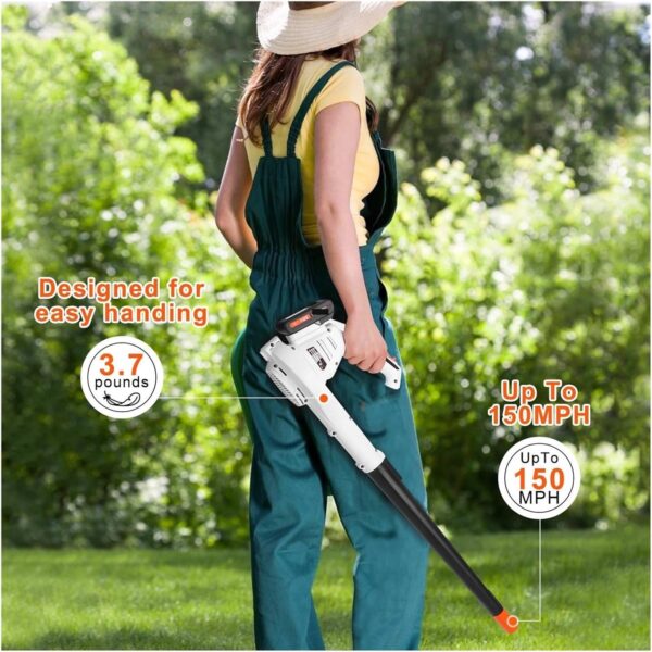 Centrifugal Blower, 20V 1600W 205CFM Speed Cordless Leaf Blower, Handheld Air Blower With 4.0AH Li Battery Electric Air Blower, Sweeper Garden Tools - Image 5
