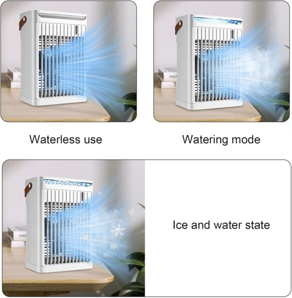 Portable Air Conditioner, 4 in 1 Mini Air Cooler with 2 Cooling Mist Modes, 680ml Water Tank Operate for 8-10H, 7 Color Night Light, 5 Speeds, Adjustable 75° Ventilation - Image 7