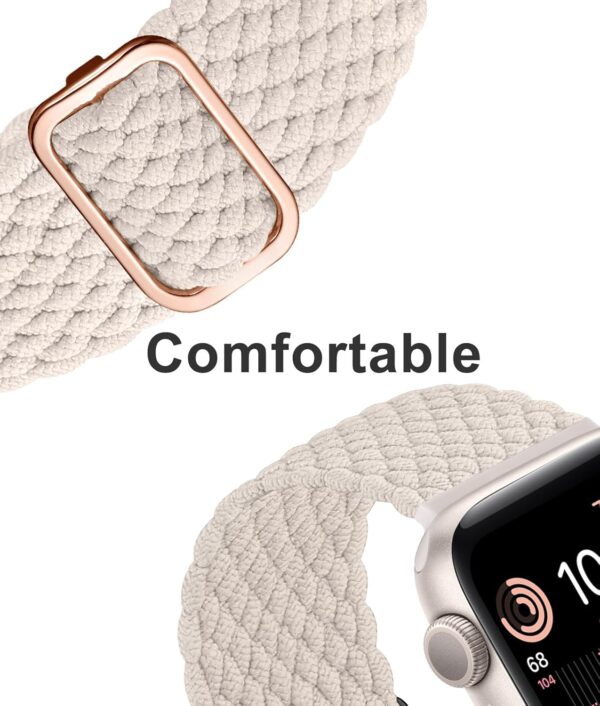 Maledan 6 Pack Braided Solo Loop Compatible with Apple Watch Straps 40mm 38mm 41mm 42mm for Women Men, Adjustable Nylon Stretchy Elastic Sport Band for iWatch SE Series 10 9 8 7 6 5 4 3 2 1 Ultra - Image 4