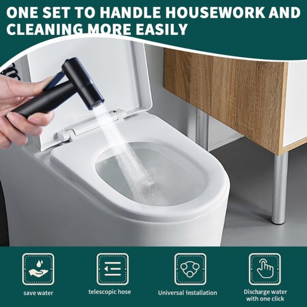 Jet Spray for Toilet, Bidet Sprayer Stainless Steel Douche Spray Handheld with Hose High Pressure Toilet Shower Spray for Pet Bath Personal Hygiene - Image 7