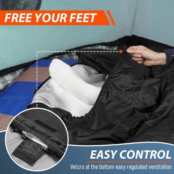 MEREZA Sleeping Bags XL for Mens Double Sleeping bag Adult Wide Sleeping Bag for Camping Big and Tall Sleeping Bags Large 2 Person Sleeping bag King Size Warm Cold Weather - Image 6