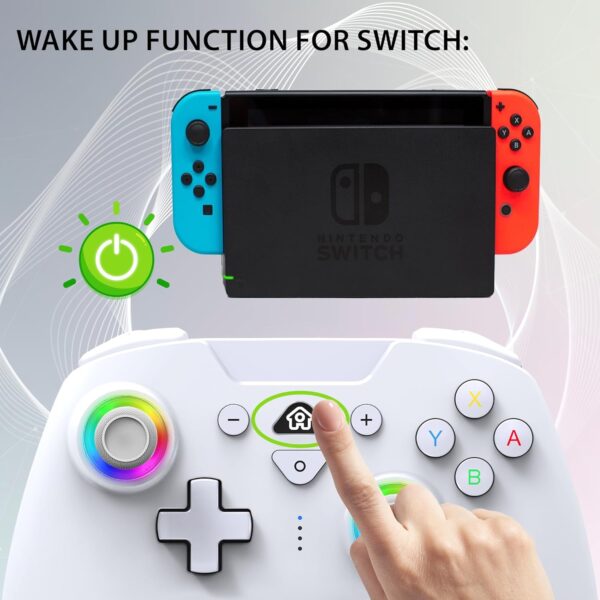 Subsonic – Wireless controller for Switch and Switch Oled – Gamepad bluetooth controller with LED, vibrations ant 6 axis gyro - White - Image 10
