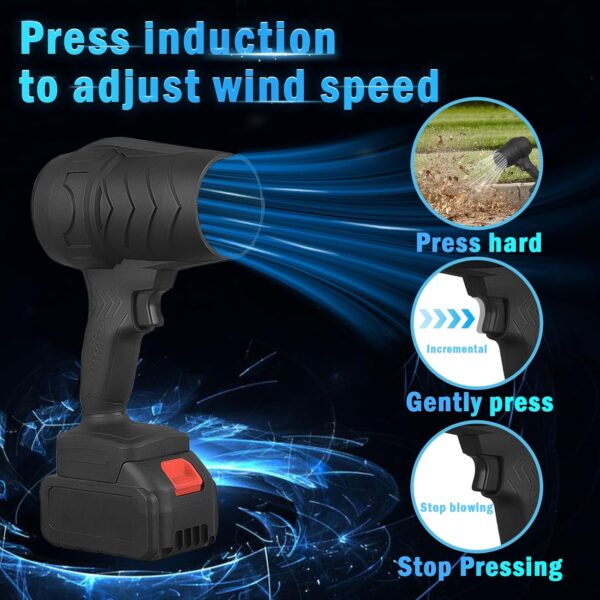 Rouzin Cordless Leaf Blower, with 2 12000mAh Batteries, Mini Electric Dust Blower, 16500RPM Portable Cordless Leaf Blower with Gloves and Storage Box, for Dust Leaf Snow Blowing - Image 4