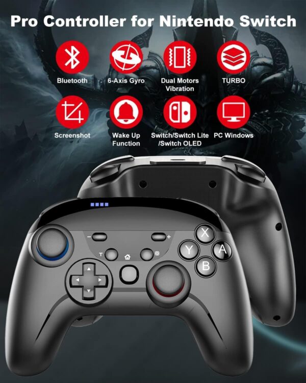 Cehensy Wireless Switch Controller for Nintendo Switch/Switch Lite/Switch OLED/PC Window Game,Bluetooth Switch Pro Controllers Gamepad with Wake up,Gyro Axis,Turbo,Dual Vibration,Screenshot,Black - Image 3