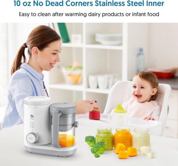 Baby Food Maker Bellababy Baby Food Processor, Puree Blender Steamer with Reversible Steam Basket, One Button Easy Operation & Large Opening for Easy Cleaning (Grey-01) - Image 8