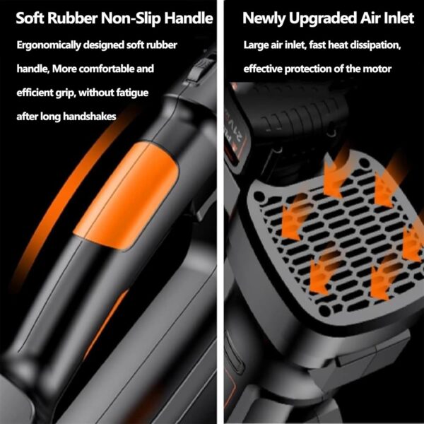 WaaYb Cordless Leaf Blower, 21V Lightweight Battery Powered Leaf Blower, 6 Speed Mode Turbo Mode All Copper Motor Electric Leaf Blower Cordless Suitable for Lawn Care, Yard, Sidewalk, Garage Cleaning - Image 3
