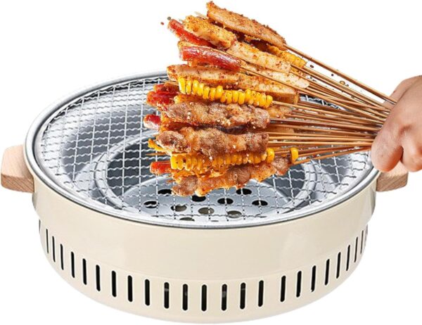 Charcoal Grill - Camping Grill, Charcoal Grill, Korean Charcoal Grill Made of Non-Stick Stainless Steel, Traditional Hibachi Fire Box Made of Clay in Japanese Korean Style - Image 9