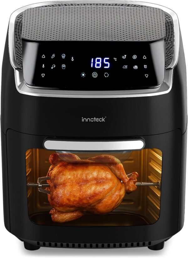 Innoteck Kitchen Pro 12L Digital Air Fryer Oven - 1800W, 8 Presets, Rotisserie function Large Digital Touch Panel Dishwasher Safe Accessories - Black & Silver - Image 2