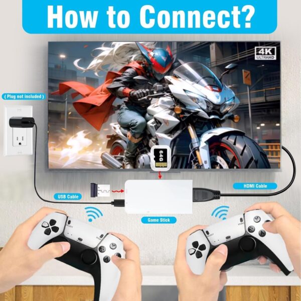 KANYUNCD Retro Game Console,Wireless Retro Game Stick,Built-in 9 Emulators,20,000+ Games,Game Stick 4k HDMI Output 2.4GHz Wireless Controller,Suitable for Birthday Gift Easter Gift - Image 3