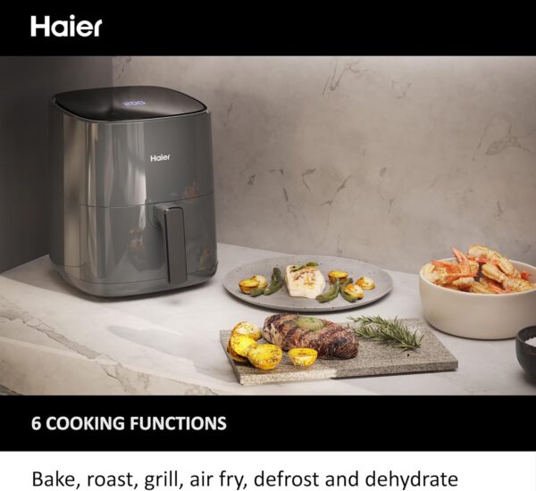 Haier Air Fryer, I-Master Series 5, 6-in-1 with Touch Display, Bake, Roast, Grill, Defrost & Dehydrate, 5L Capacity, hOn App, Black [HAF5P] - Image 3