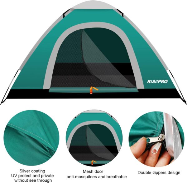 RISEPRO Portable Camping Tent, 2 Person Lightweight Tent, Waterproof Windproof, UV Protection, Perfect for Beach, Outdoor, traveling, hiking, camping, hunting, fishing, etc DC - Image 4