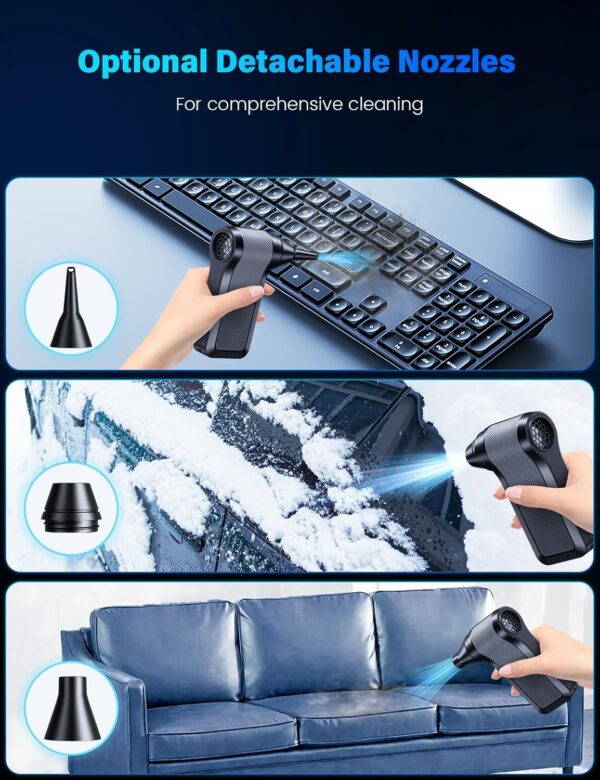 Solareye Compressed Air Duster for PC Cleaning, 130000RPM Cordless Electric Air Blower, 3-Speed Rechargeable Air Duster for Laptop, Keyboard, Computer - Image 5