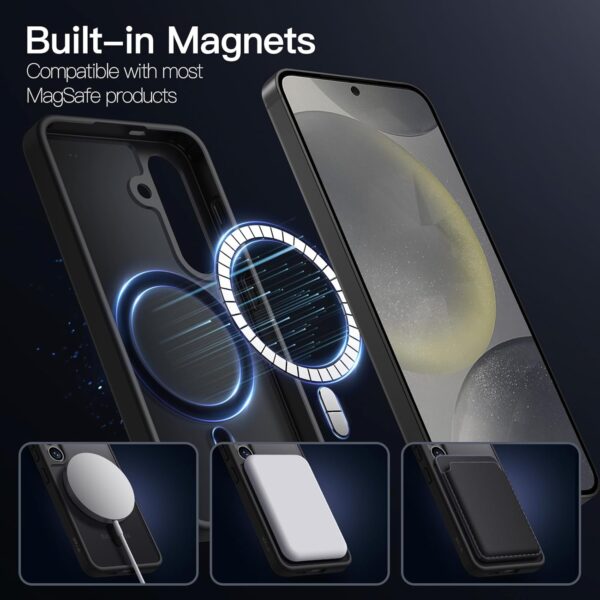 JETech Magnetic Case for Samsung Galaxy S24+ / S24 Plus 5G, Compatible with MagSafe, Translucent Matte Back Shockproof Phone Cover (Black) - Image 4