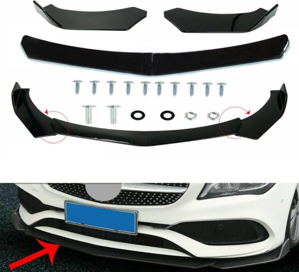 GSRECY Universal Front Bumper Lip Splitter Protection Splitter Spoiler, Gloss Black - Image 2