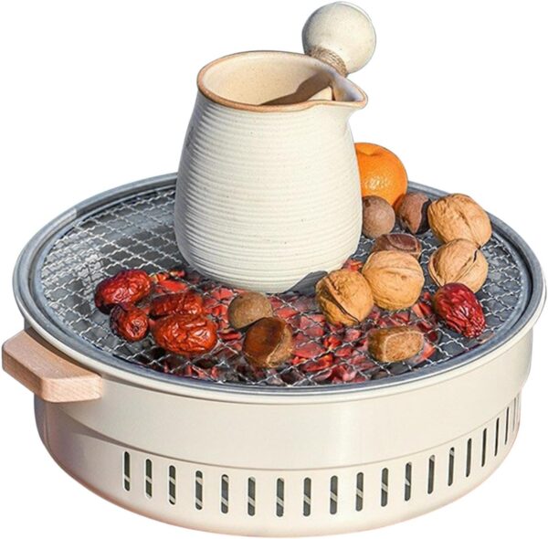 Charcoal Grill - Camping Grill, Charcoal Grill, Korean Charcoal Grill Made of Non-Stick Stainless Steel, Traditional Hibachi Fire Box Made of Clay in Japanese Korean Style - Image 10
