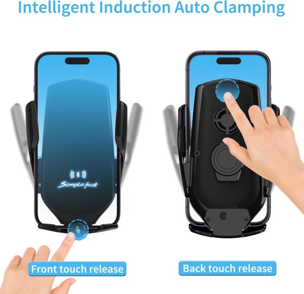 UEASE Wireless Car Charger, 15W Fast Charging Auto Clamping Car Charger Phone Mount Air Vent Cell Phone Holder for iPhone 16/15/14/13/13 Pro/12 pro/12/11/X, Galaxy S24/S23/S22/S21 etc - Image 6