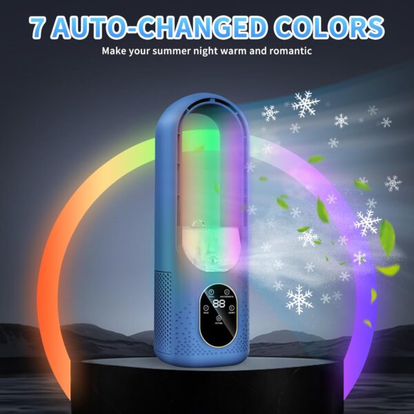 Portable Air Conditioners Fan, Evaporative Mini Air Conditioner with 6 Modes & 1-6H Timer & 7 Colors Night Light, Mini Air Cooling Fan, Personal Desk Air Cooler Fan for Room Bedroom Office Camping - Image 9