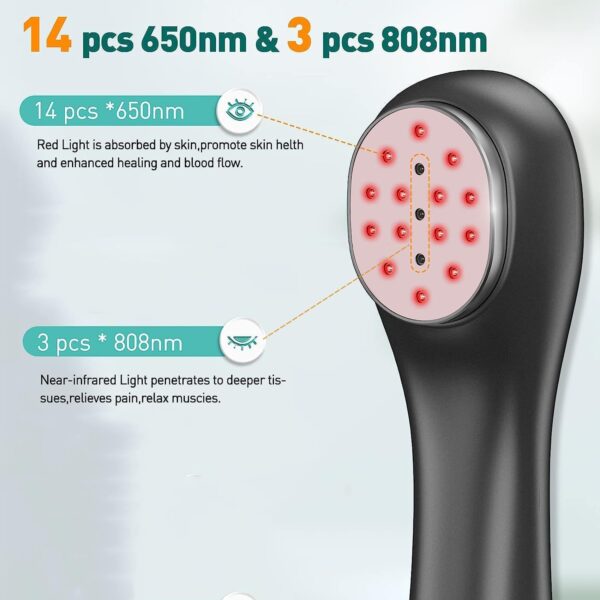 Handheld red Infrared Light Device, Cozion Cold Red Light Device Portable Infrared Light Device for Human and pet(14x650nm+3x808nm) - Image 5
