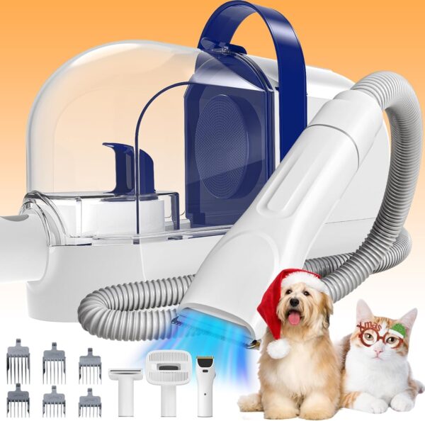 Rywell Dog Vacuum Groomer,Dog Hair Vacuum 12Kpa, Pet Grooming Vacuum for Dogs with Low Noise, Pet Hoover with Clippers for Shedding Grooming, 3 Suction Mode - Image 2