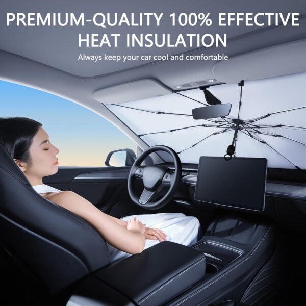 SUPERFA 140cm x 79cm Car Windscreen Umbrella Sun Shade, Large Foldable Windscreen Umbrella for Cars Trucks SUVs - Image 7