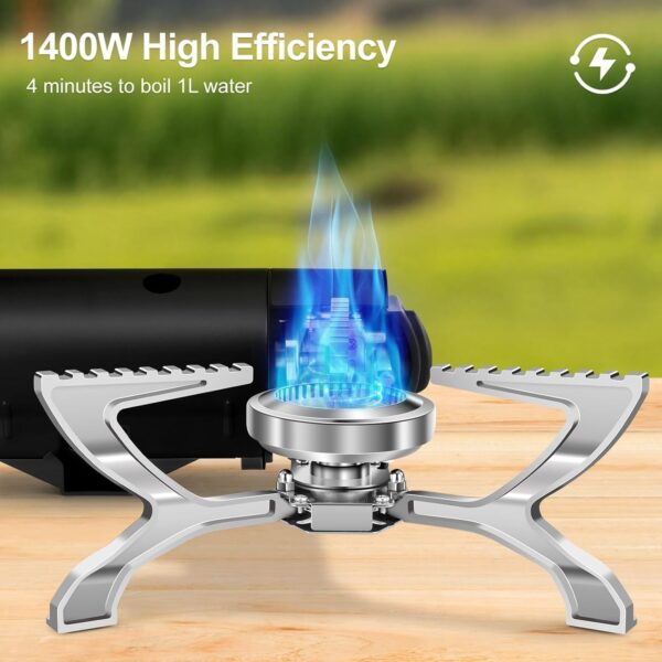 Odoland Foldable Camping Stove, 1400W Portable Butane Stove with Storage Bag, Great for Camping, Road Trip and Emergency Black - Image 4