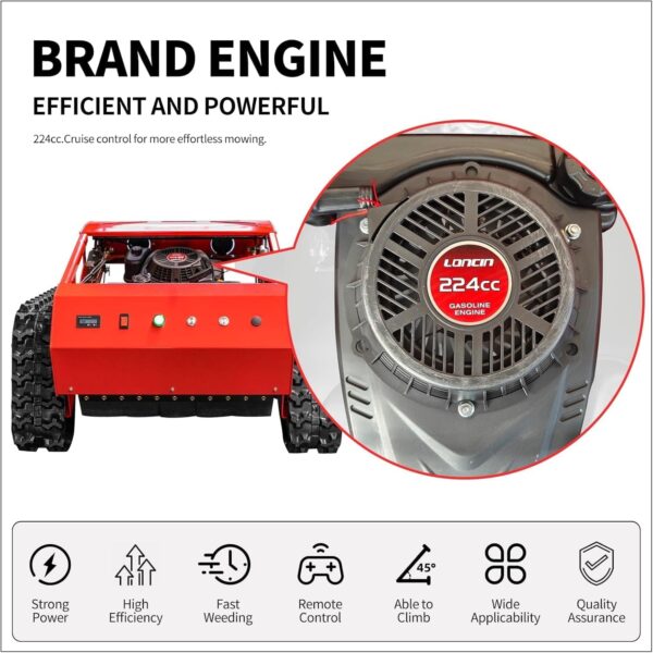 HENGWANG Remote Control Lawn Mower Electric Start 45° Climbing Adjustable Mowing Height Four-Wheel Drive All Terrain Grass Cutter Yard Mower (HW-224-55) - Image 3