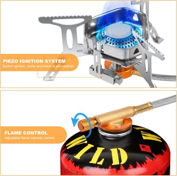Adiwo Camping Stove Portable, Windproof Backpacking Burner, 3500W Rocket Gas Stove With Piezo Ignition, Foldable for Outdoor Hiking, Picnic, Trekking, BBQ - Image 9