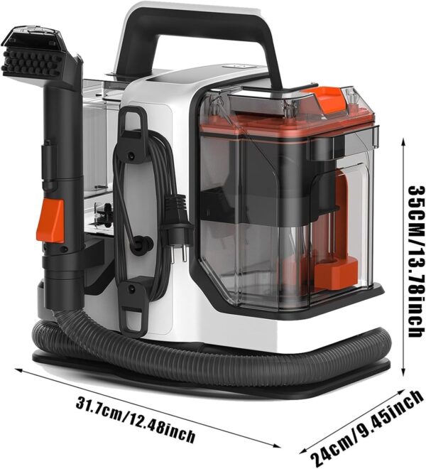 Portable Carpet Cleaner Machine, 750W Handheld Spot & Stain Carpet Cleaner Machine, 15Kpa Fabric Steam Cleaner Pet Stain Remover with 2 Brush Head, Clean Water Tank,for Home - Image 9