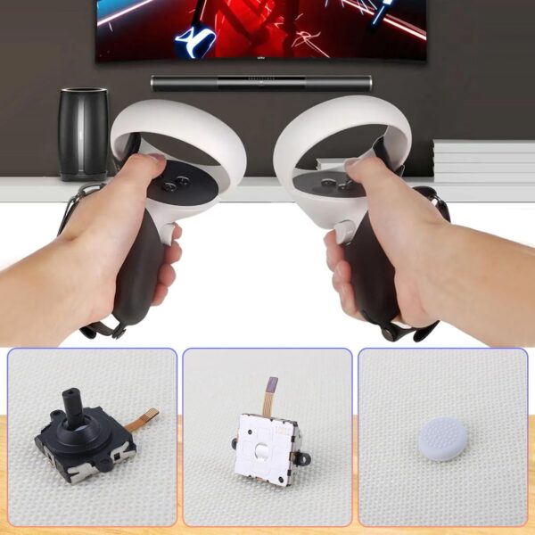 RongZy 2Pcs for Oculus Quest 2 Joysticks Replacement Kit for Meta Quest 2 Controller Thumbstick Replacement Joystick Drift Repair Replace Accessory with Tools+2 Pieces VR Joystick Cap - Image 5