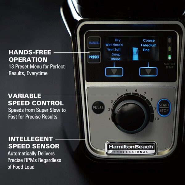 Hamilton Beach Professional 4-in-1 Juicer Mixer Grinder, Commercial-Grade 1400 Watt Motor, 3 Leakproof Jars, For Wet and Dry Spices, Chutneys and Curries, Engineered in India & USA (58770), Stainless - Image 6