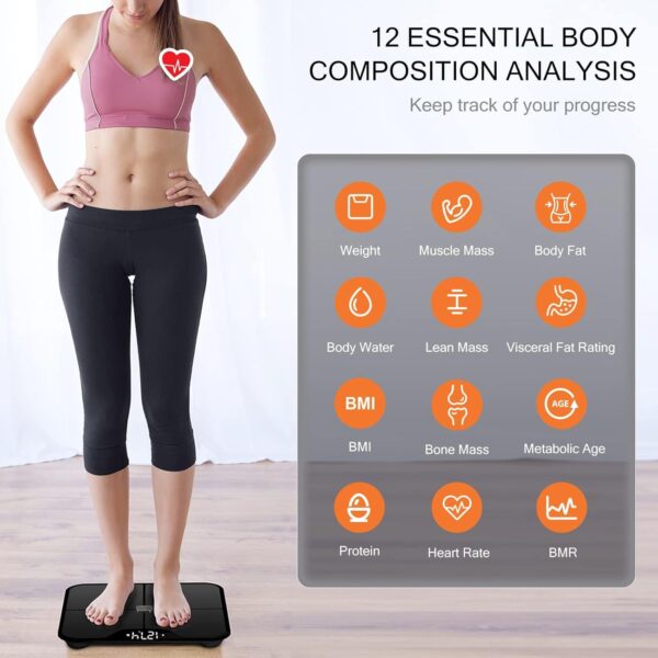 iHealth Nexus PRO Digital Bathroom Scale with Smart Bluetooth APP to Monitor Body Weight, Body Fat Scale,BMI,Muscle Mass,Composition Health Analyzer- Weighing Up to 400lb for People - Black - Image 4