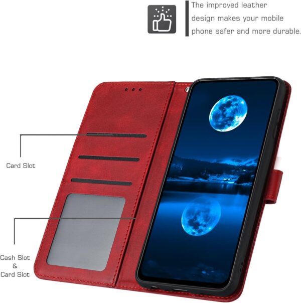 QiongniAN Compatible with Motorola Moto G 5G 2024 Leather Case,Compatible with Motorola Moto G Play 2024 5G (Not 4G) / Moto G 5G 2024 (Not 4G) Case PU Leather Phone Flip Cover Red - Image 5