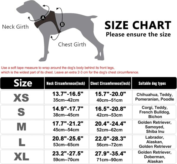 FYY Dog Harness No Pull, Breathable Adjustable Pet Harness Dog Vest Harness, Reflective Oxford Easy Control Dog Harness with Sturdy Handle for Small Medium Large Dogs L-Red - Image 8