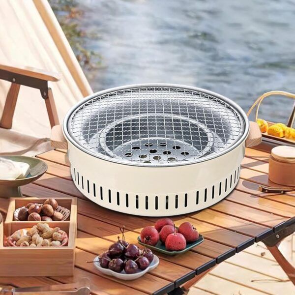 Charcoal Grill - Camping Grill, Charcoal Grill, Korean Charcoal Grill Made of Non-Stick Stainless Steel, Traditional Hibachi Fire Box Made of Clay in Japanese Korean Style - Image 3