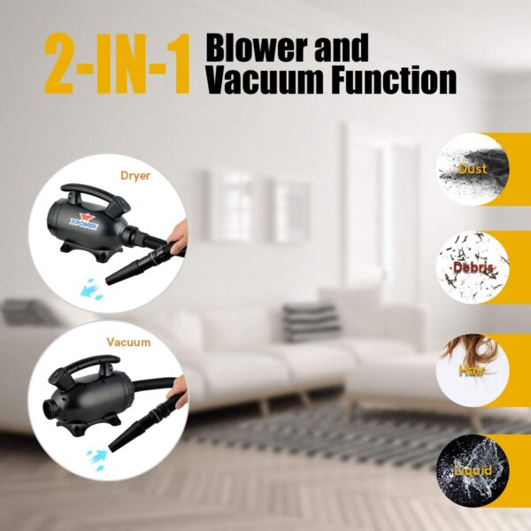 XPower Electric Air Duster for Dusting Drying Inflating Blowing Vacuuming Car Detailing Computer Leaf Blowing High Performance Motor Eco-Friendly (A-5) - Image 4
