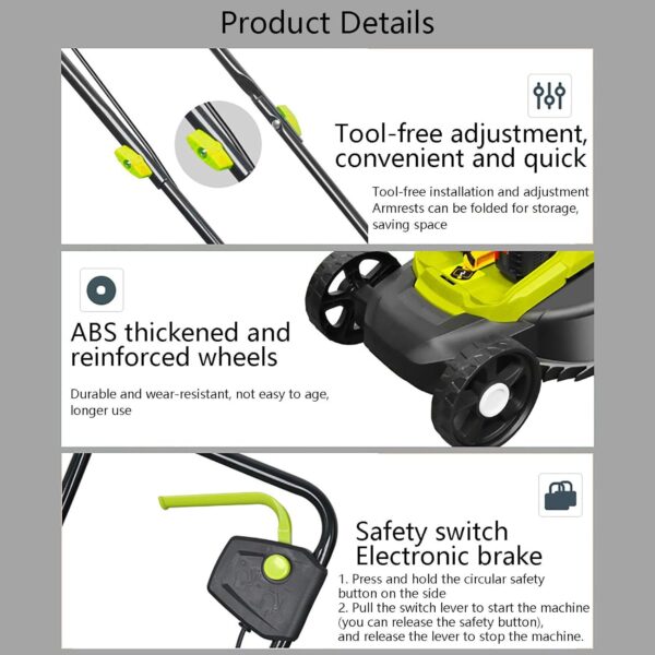 GESAIDES 33 cm (13 in) Electric Lawn Mower for Small Yards, 2-in-1 Compact, Lightweight Brushless Motor, 40V 4.0Ah Battery & Charger Included - Image 9