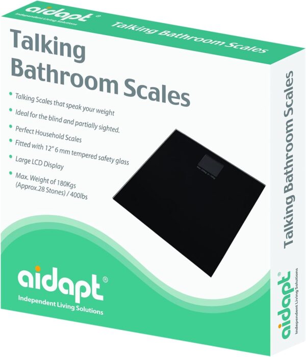Aidapt Talking Bathroom Scale Ideal for Partially Sighted/Blind, Clearly announces weight (Black) - Image 2
