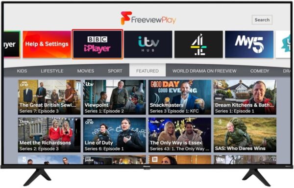 HISENSE 55A6GTUK (55 Inch) 4K UHD Smart TV, with Dolby Vision HDR, DTS Virtual X, Youtube, Netflix, Freeview Play and Alexa Built-in, Bluetooth and WiFi (2021 NEW), Operating System VIDAA - Image 3