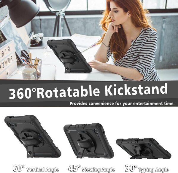 CLARKCAS Case for Samsung Galaxy Tab A9 Case 8.7 inch 2023(SM-X110/X115/X117) with Screen Protector Pencil Holder,Kids Shockproof Silicone Cover 360 Stand Hand Shoulder Strap for Galaxy A9 Black - Image 5