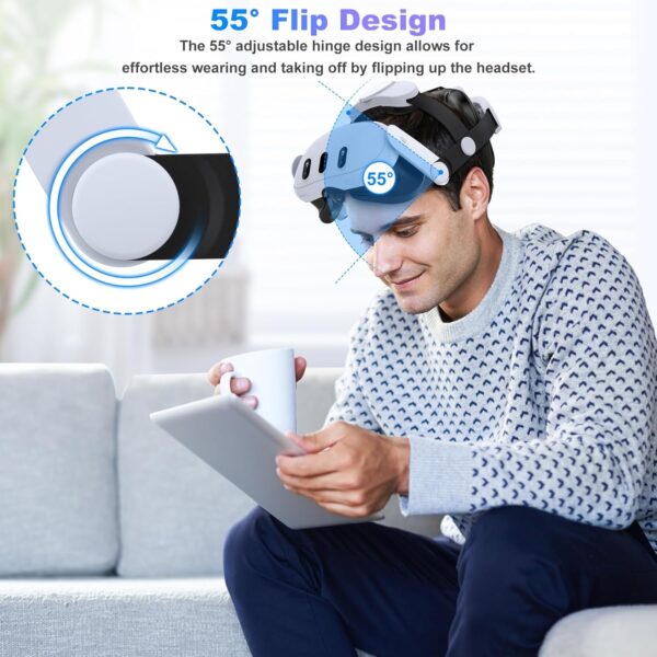 Lightweight Liftable Head Strap for Meta Quest 3/3S/Meta Quest 2,VR Headset Elite Strap Replacement for Oculus Quest 3/3S/2 Accessories,Pressure-Reduce Headstrap with All-Directional Adjust Wheel Knob - Image 8
