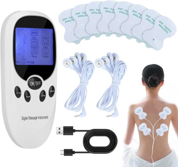 Xumann TENS Machine for Pain Relief, Dual Channel Digital Electronic Muscle Stimulator Machine with 6 Massage Modes and 8 Replacement Pads for Back/Neck/Shoulder/Leg/Calf Pain Relief - Image 2