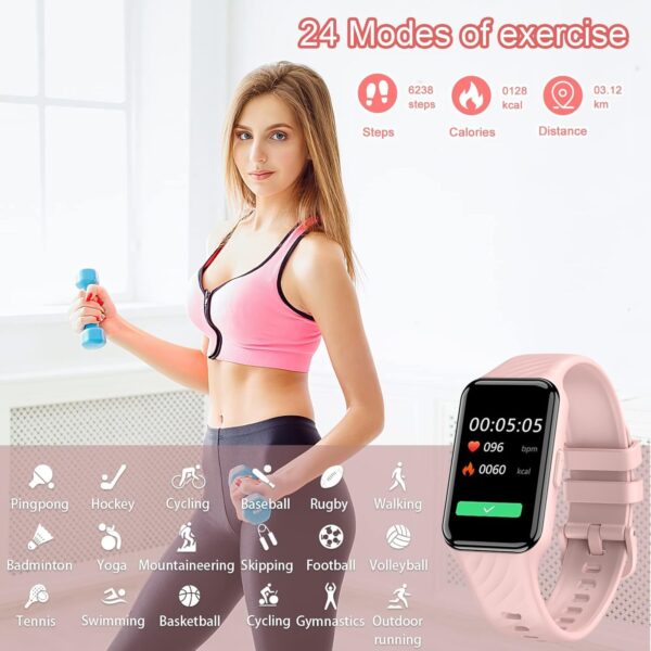 Smart Watch for Women,Fitness Watch with Heart Rate/Blood Oxygen Sleep Monitor,5ATM Waterproof Step Counter Watch with 24 Sport Modes,1.47'' Touch Screen Smartwatches for Android iOS - Upgrade - Image 7