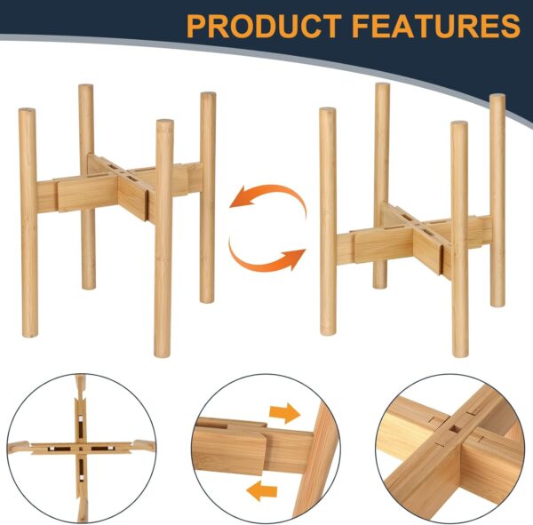 Adjustable Bamboo Wood Stand for Towel Warmer Bucket -(9''-15'') - Sturdy Durable Bamboo Wood Holder - Compatible with Most Bath Towel Warmers - Ideal Bath Towel Warmer Accessory for The Bathroom - Image 3