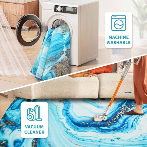 Betadistor Area Rugs Abstract Rug Home Modern Rugs Chic Ink Splash Soft Carpet Non-slip Carpets Area rug for Living room, Bedroom, Office and Indoor Decoration 60x90 CM, Blue, 306-04060 - Image 8