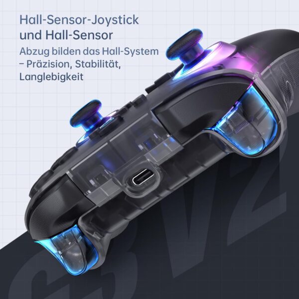 Machenike G3V2 Bluetooth Gaming Controller With Hall Effect Joysticks & Triggers, Remappable Buttons, 1000Hz Gamepad with Charging Dock, Dual Vibration - for PC/Switch/iOS/Android, RGB, Black PE - Image 6